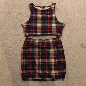 NEW!!! Two piece plaid skirt set